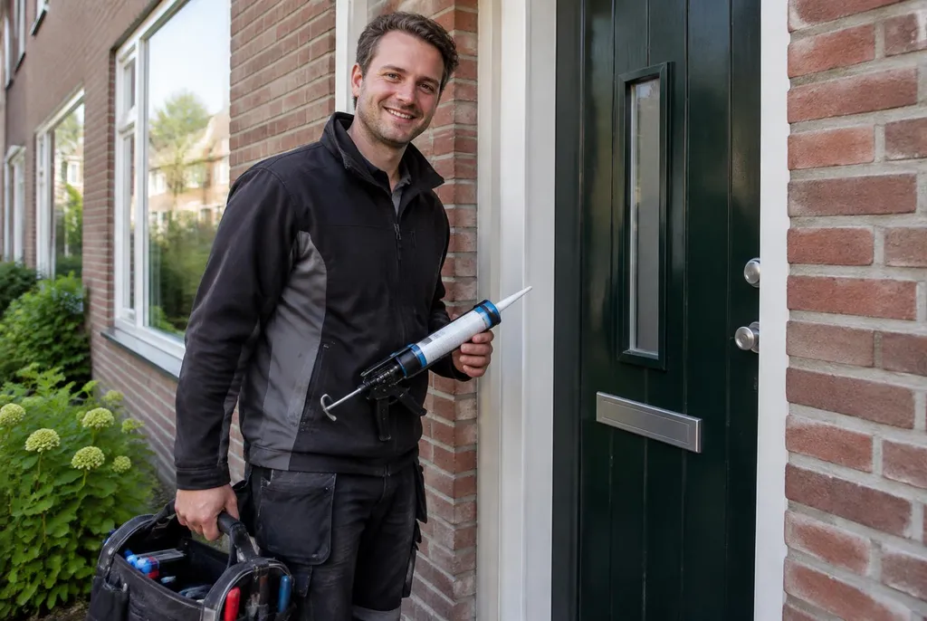 Vakman van Kitbedrijf Soest bij de voordeur van een woning